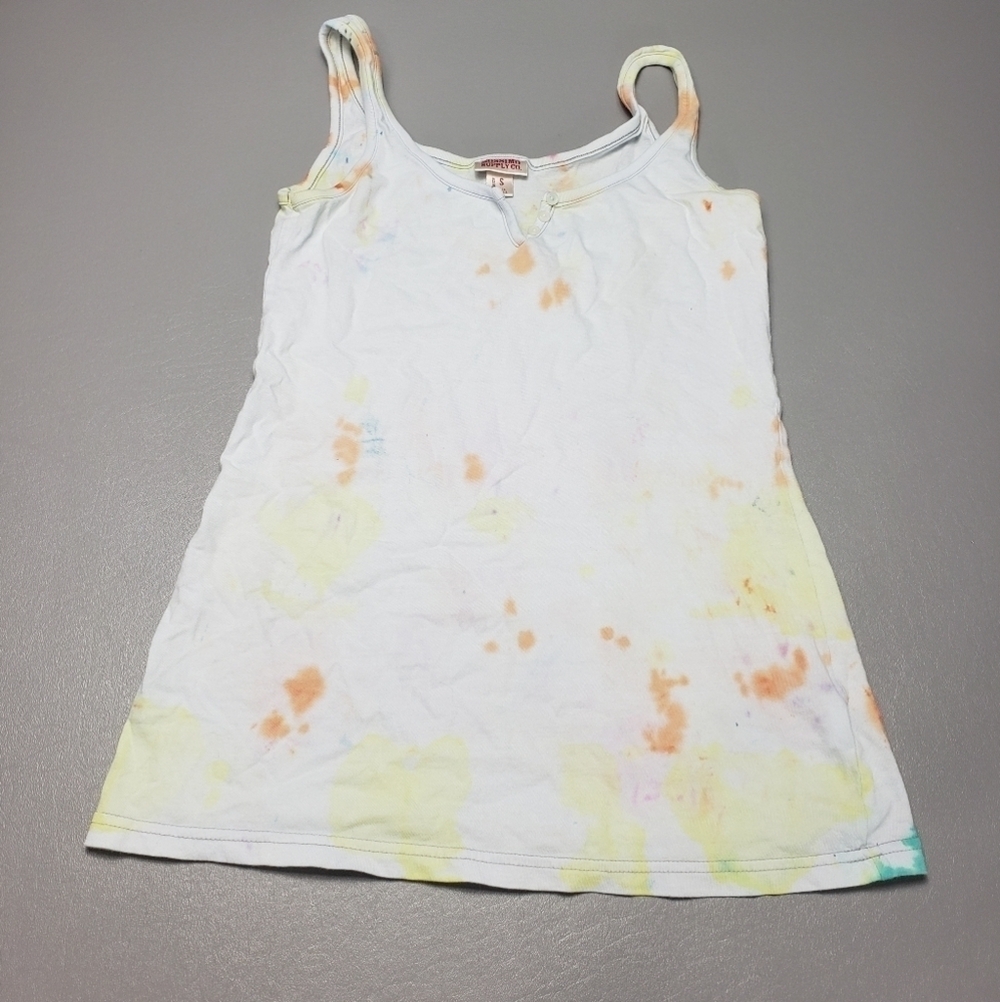 Mossimo custom tie dye yellow, orange tank top women's size small